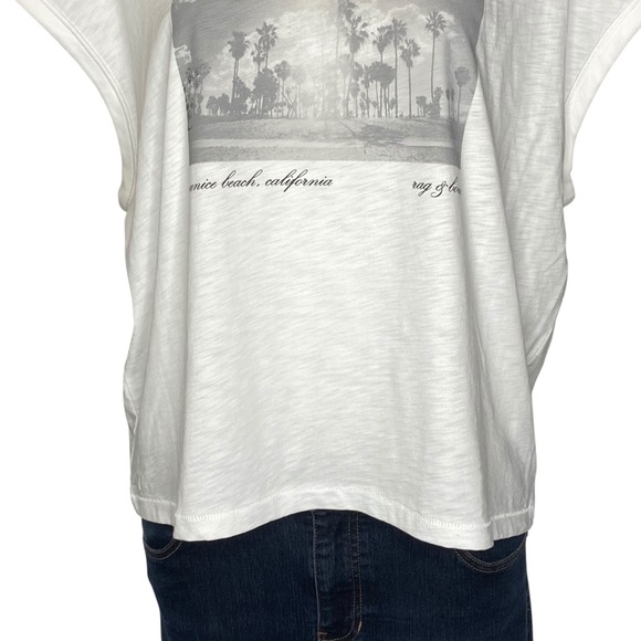 RAG AND BONE Venice Beach Graphic Short Sleeve Muscle Tee White Small - Picture 6 of 14
